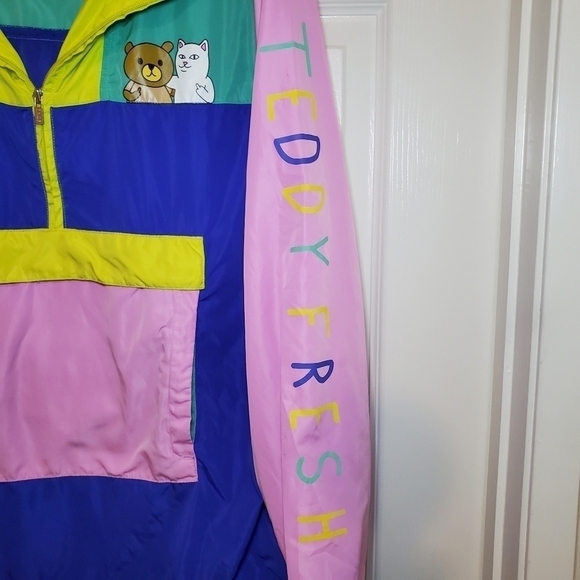Teddy Fresh Rip N Dip Pastel Hooded Pullover Windbreaker Jacket Mens Medium - Picture 4 of 15